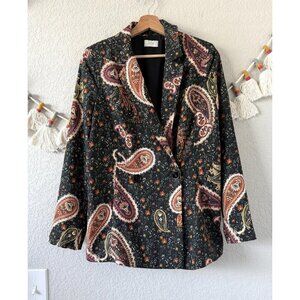 Oltre Made In Italy Paisley Double Breasted Padded Blazer Gypsy Retro Artsy 6